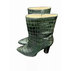 Paige Kaylee Boot womens 9 green crocodile embossed print side zip bootie $398